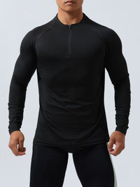 Men's Plus Size Quarter Zip Long Sleeve Top Long sleeved Luxurious Weddings