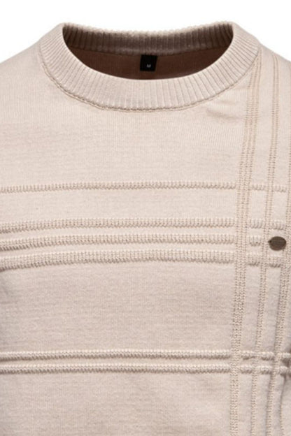 Men's Round Neck Striped Sweater Sweatshirt Luxurious Weddings