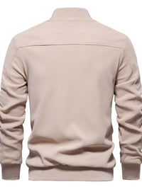 Men's Waffle Knit Baseball Collar Zip Up Jacket Jacket Luxurious Weddings