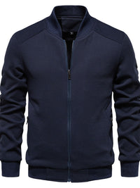 Men's Waffle Knit Baseball Collar Zip Up Jacket Jacket Luxurious Weddings