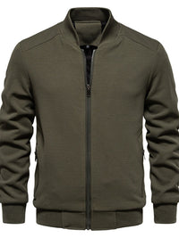 Men's Waffle Knit Baseball Collar Zip Up Jacket Jacket Luxurious Weddings