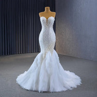 Elegant Strapless Lace Mermaid Gown Wedding dress Luxurious Weddings