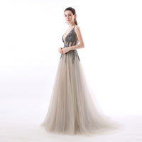 Natalie Side Split Backless Gown prom dress Luxurious Weddings