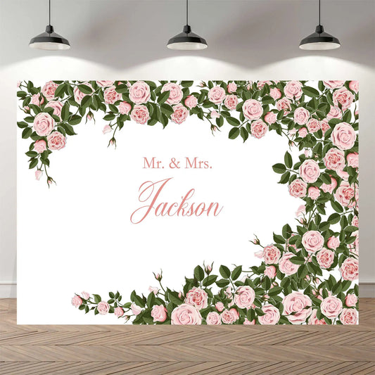 Personalize Wedding Backdrop Green Leaf Color Photography Backdrop Luxurious Weddings