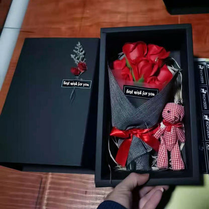 Flower Bear Gift Box Mother's Day 7 Carnation Gift Box Bouquet Luxurious Weddings