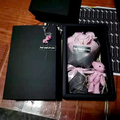 Flower Bear Gift Box Mother's Day 7 Carnation Gift Box Bouquet Luxurious Weddings