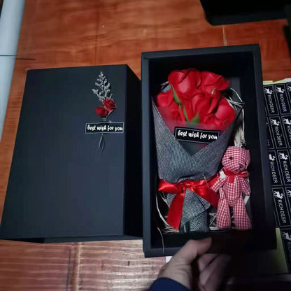 Flower Bear Gift Box Mother's Day 7 Carnation Gift Box Bouquet Luxurious Weddings