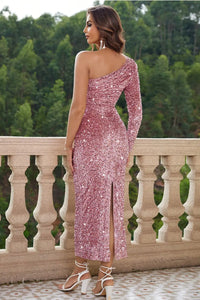 One-Shoulder Long Sleeve Dress Maxi Dress Luxurious Weddings