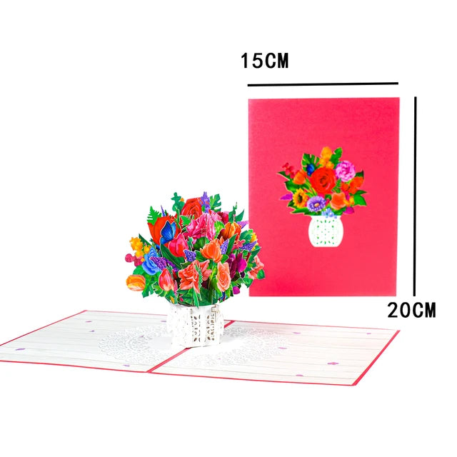 Pop-Up Flower Card Flora 3D Greeting Card Pop Up Card Luxurious Weddings