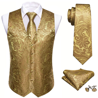 Men’s Luxury Silk Waistcoat Set | Gold Waistcoat Sets Luxurious Weddings