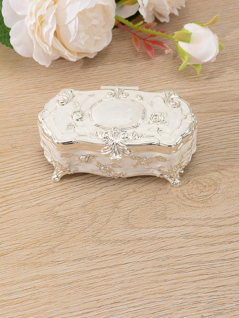 European Vintage Jewelry Trumpet Silver-plated Hand-Painted High-grade Makeup Organizer Luxurious Weddings