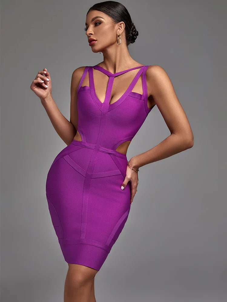 Monica Purple Bandage Dress Dress Luxurious Weddings