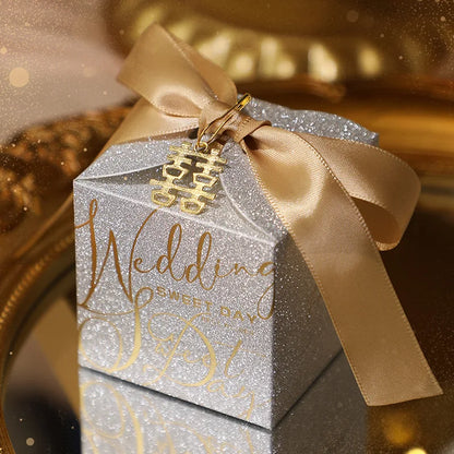 High-End Wedding Candy Box with Pearl Ribbon Bow party favors Luxurious Weddings