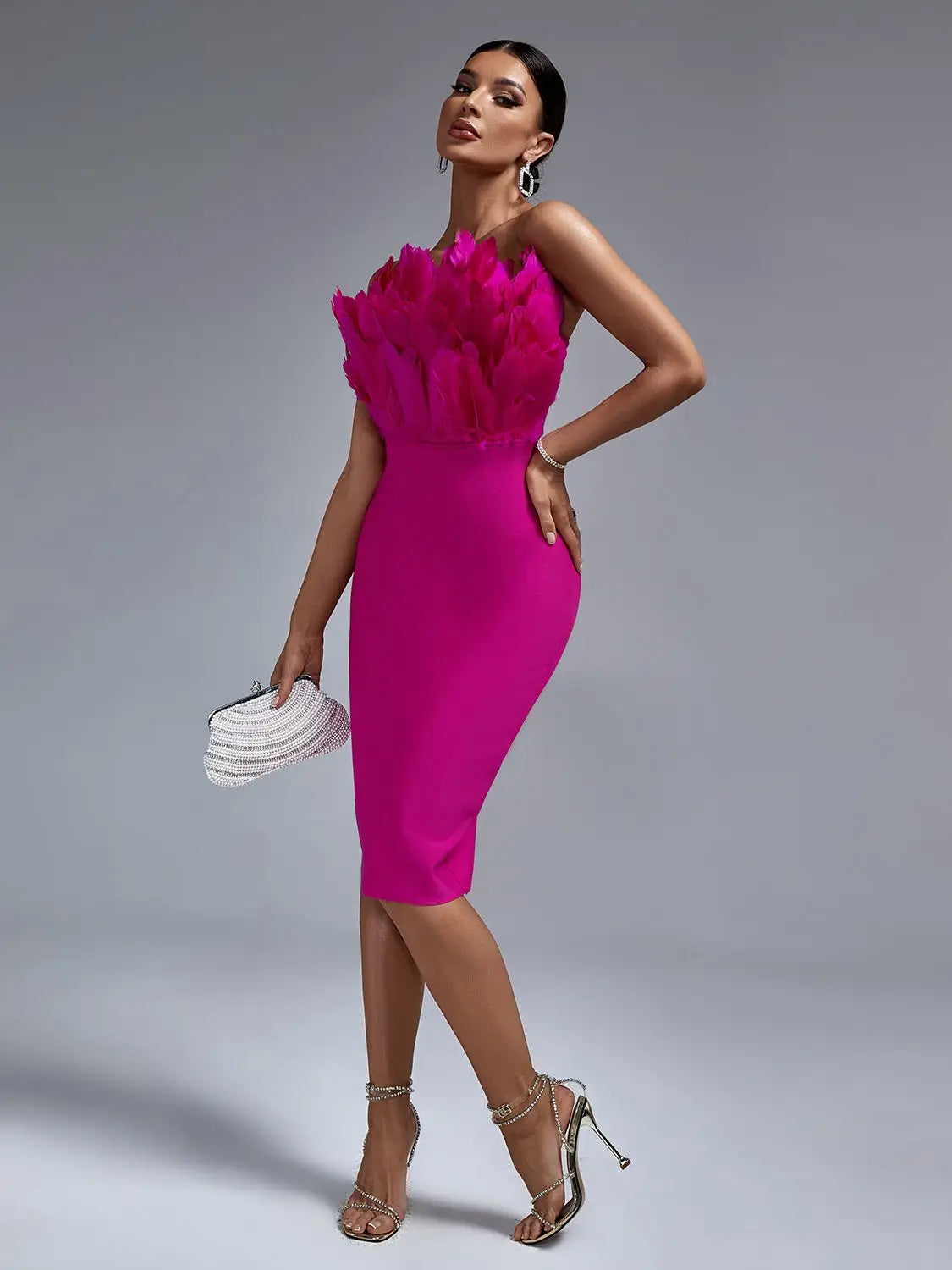 Sexy Pink Bandage Bodycon Dress Dresses Luxurious Weddings