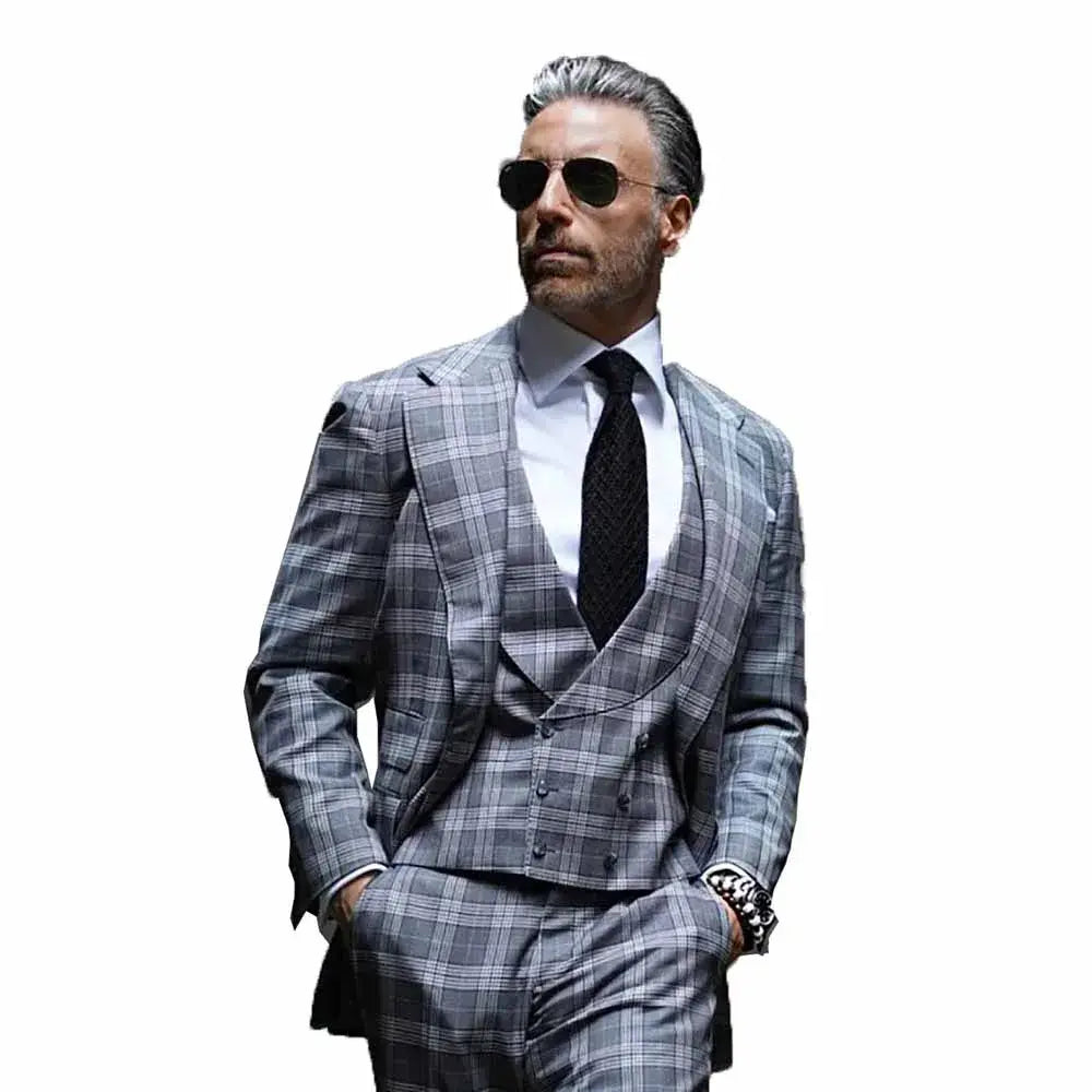 Luxury Plaid Men's Suit Set - Custom Bespoke Tailored bespoke Suit Luxurious Weddings