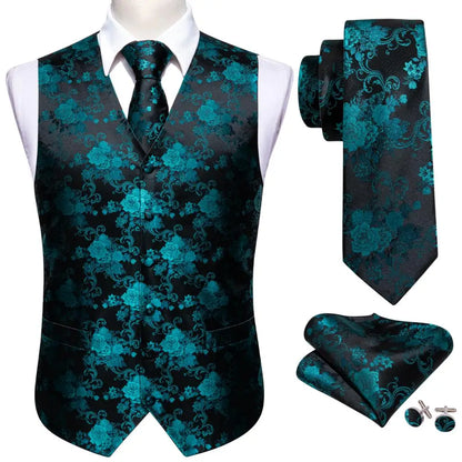 Men's Luxury Silk Waistcoat Set | Blue Waistcoat Luxurious Weddings