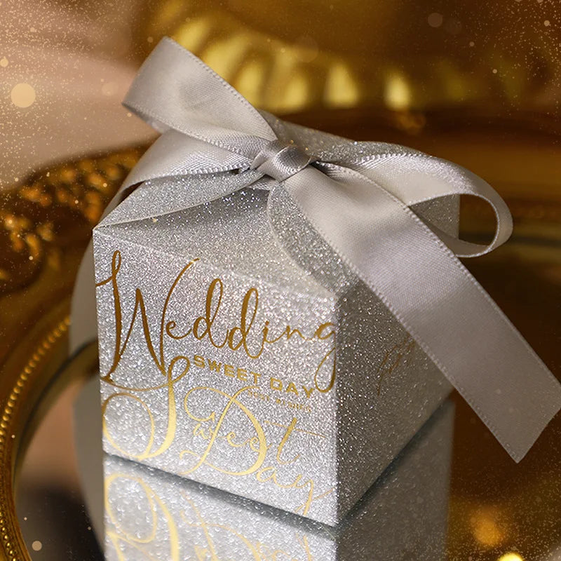 High-End Wedding Candy Box with Pearl Ribbon Bow party favors Luxurious Weddings