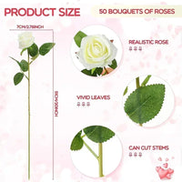 50 Silk Red Roses - Perfect for Weddings, Parties, and Home Decor Centerpieces Luxurious Weddings