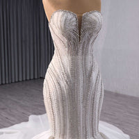 Crystal Square Collar Sequins Wedding Dress Wedding Dress Luxurious Weddings