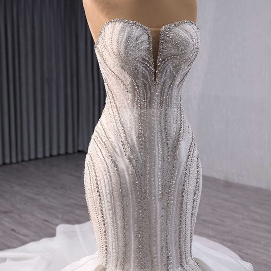 Crystal Square Collar Sequins Wedding Dress Wedding Dress Luxurious Weddings