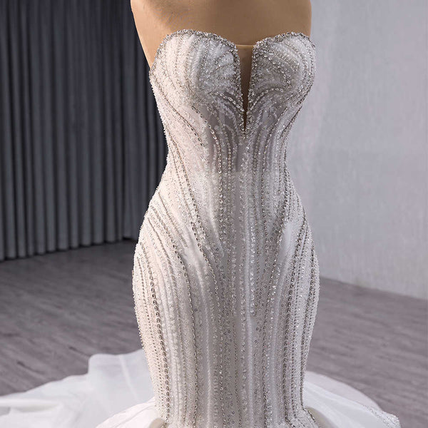 Crystal Square Collar Sequins Wedding Dress Wedding Dress Luxurious Weddings