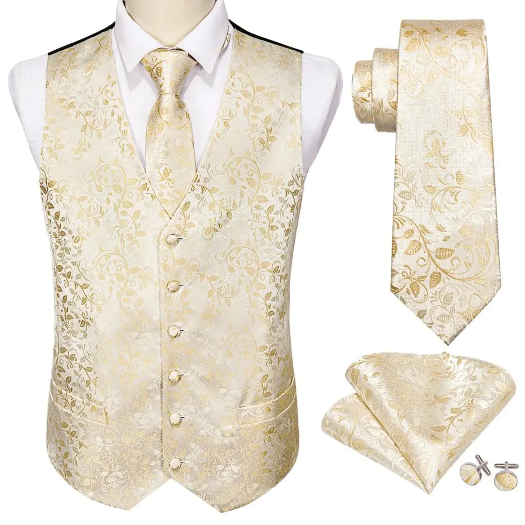 Men’s Luxury Silk Waistcoat Set | Gold Waistcoat Sets Luxurious Weddings