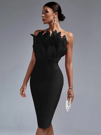 Sexy Black Bandage Party Dress with Feather Detail Dresses Luxurious Weddings