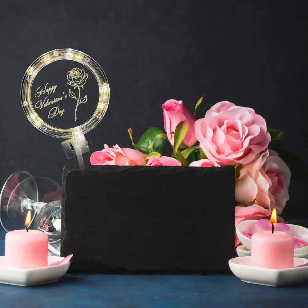 LED Happy Birthday Cake Topper Rose Cake Topper Luxurious Weddings