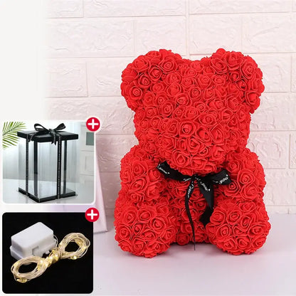 Rose Bear Gift Box with Lights for Valentine's Day Luxurious Weddings