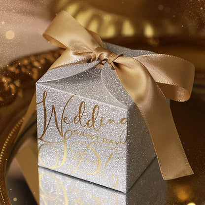 High-End Wedding Candy Box with Pearl Ribbon Bow party favors Luxurious Weddings