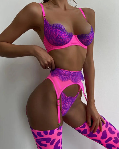 Lace Push Up Lingerie Set 3pc Underwear Set Lingerie Luxurious Weddings