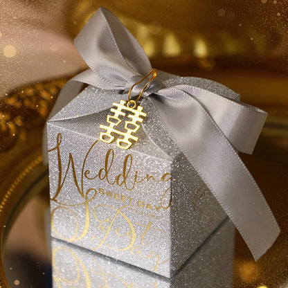 High-End Wedding Candy Box with Pearl Ribbon Bow party favors Luxurious Weddings