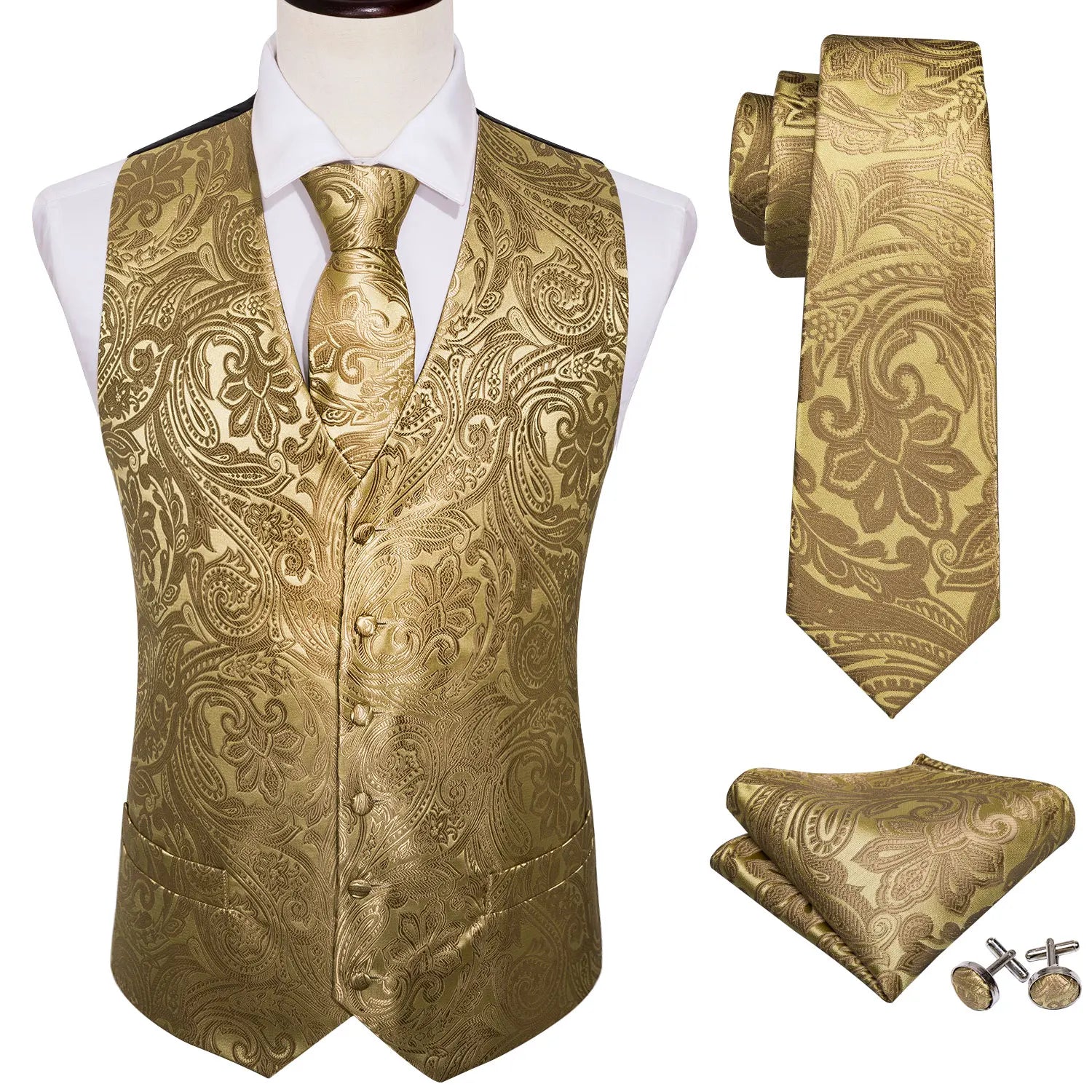 Men’s Luxury Silk Waistcoat Set | Gold Waistcoat Sets Luxurious Weddings