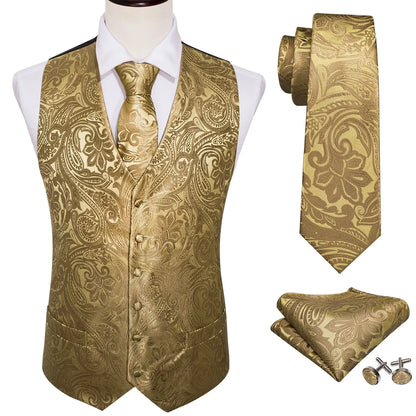 Men’s Luxury Silk Waistcoat Set | Gold Waistcoat Sets Luxurious Weddings
