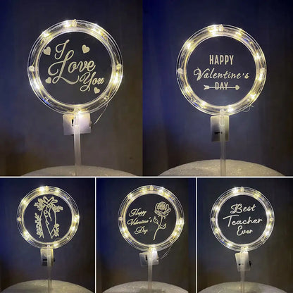 LED Happy Birthday Cake Topper Rose Cake Topper Luxurious Weddings