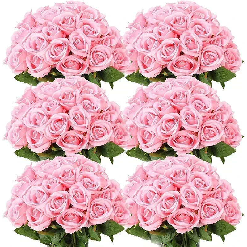 50 Silk Red Roses - Perfect for Weddings, Parties, and Home Decor Centerpieces Luxurious Weddings