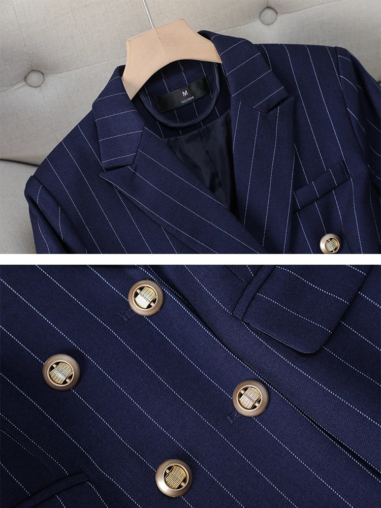 Autumn Winter Ladies Pin Stripe Pant Suit Suit Set Luxurious Weddings
