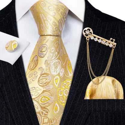 Gold Silk Tie Set Gold Tie set Luxurious Weddings
