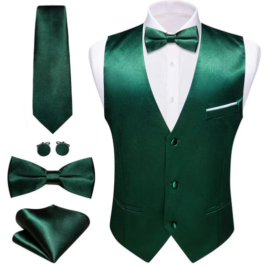 Men's Waistcoats Luxury Silk Soid Vest Set Waistcoats Luxurious Weddings