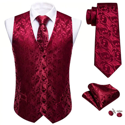 Elegant Vest Set for Men Waistcoat Tie, Cufflinks Waistcoats Luxurious Weddings