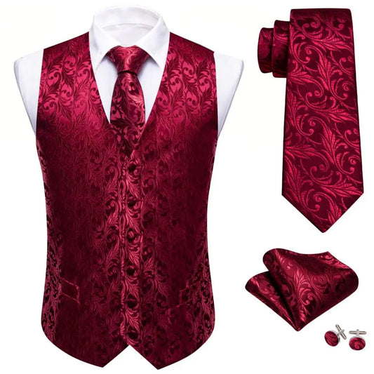 Elegant Vest Set for Men Waistcoat Tie, Cufflinks Waistcoats Luxurious Weddings