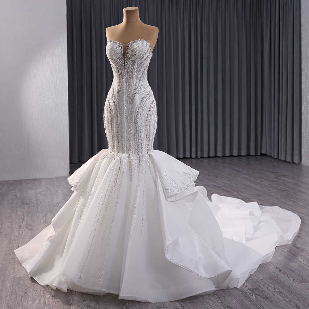 Crystal Square Collar Sequins Wedding Dress Wedding Dress Luxurious Weddings