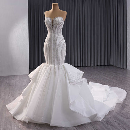 Crystal Square Collar Sequins Wedding Dress Wedding Dress Luxurious Weddings