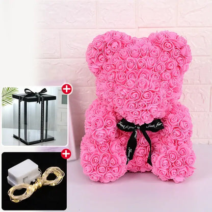 Rose Bear Gift Box with Lights for Valentine's Day Luxurious Weddings