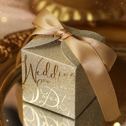 High-End Wedding Candy Box with Pearl Ribbon Bow party favors Luxurious Weddings