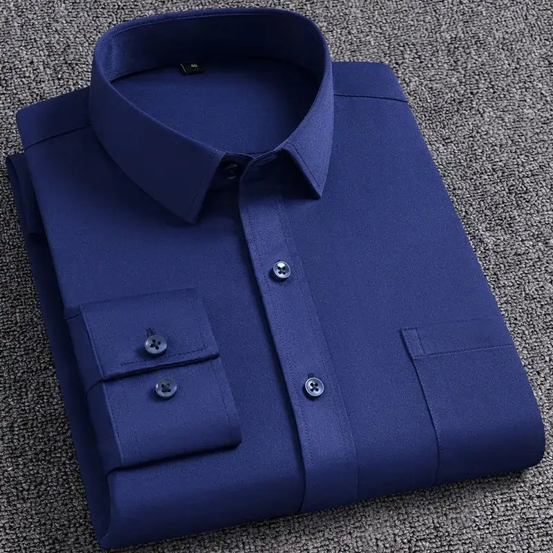 Classic Solid Color Men's Dress Shirt, Wrinkle Resistant, 5XL Dress Shirts Luxurious Weddings