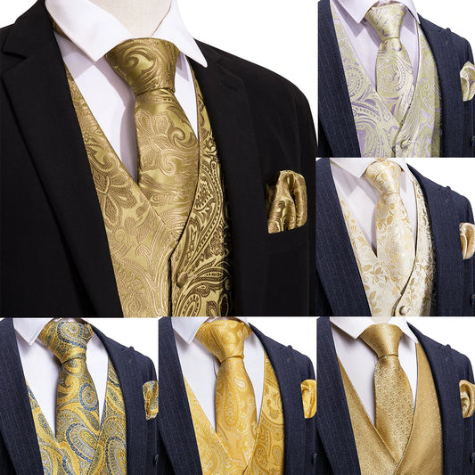 Men’s Luxury Silk Waistcoat Set | Gold Waistcoat Sets Luxurious Weddings