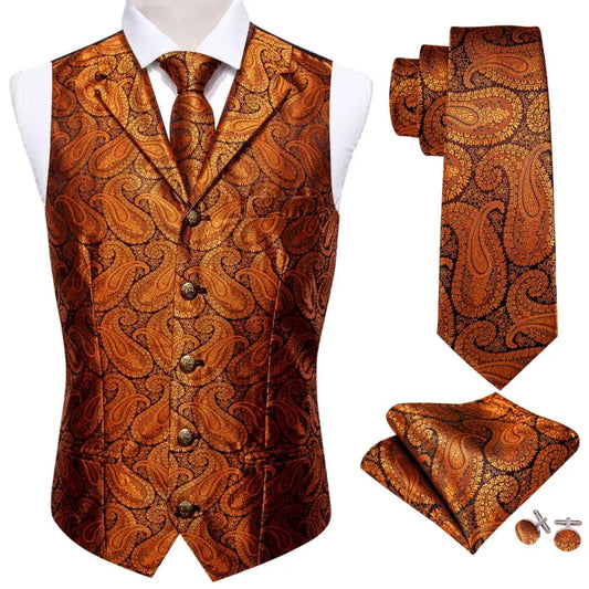 Men’s Luxury Silk Waistcoat Set | Gold Waistcoat Sets Luxurious Weddings