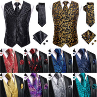 Elegant Paisley Silk Waistcoat & Tie Set - White Waistcoat Luxurious Weddings