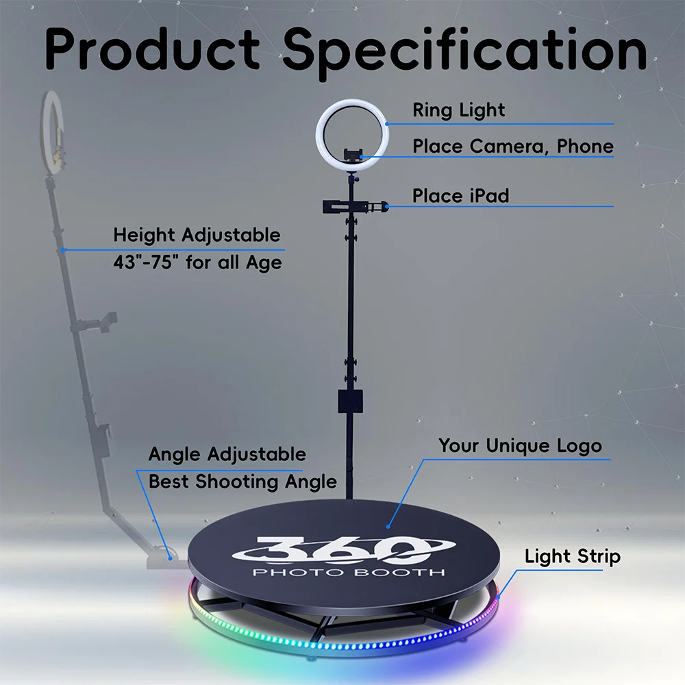 360 Photo Booth - Multiple Sizes, Custom Logo, 360 pHOTO BOOTH Luxurious Weddings